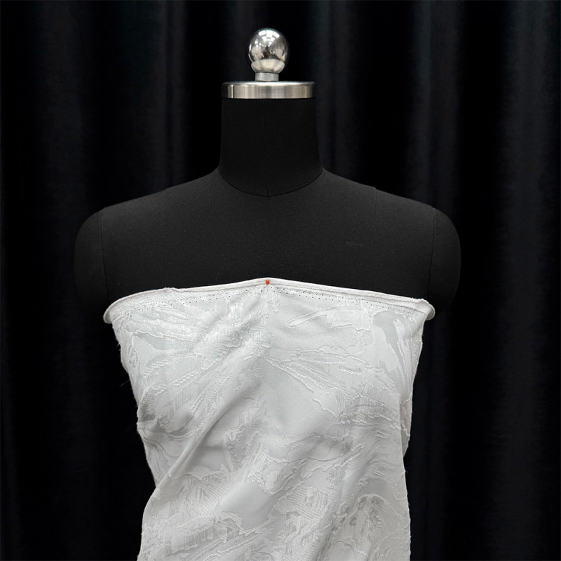 GCW-55008 Ivory Abstract Marble Texture Jacquard Fabric | 150cm